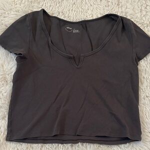 Aerie Women's Charcoal Ribbed Crop Top